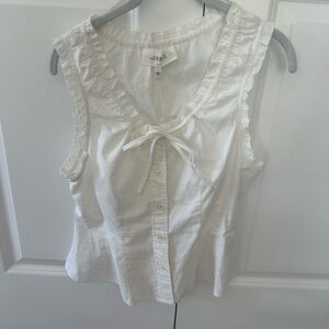 THE GREAT. White Ruffle Blouse